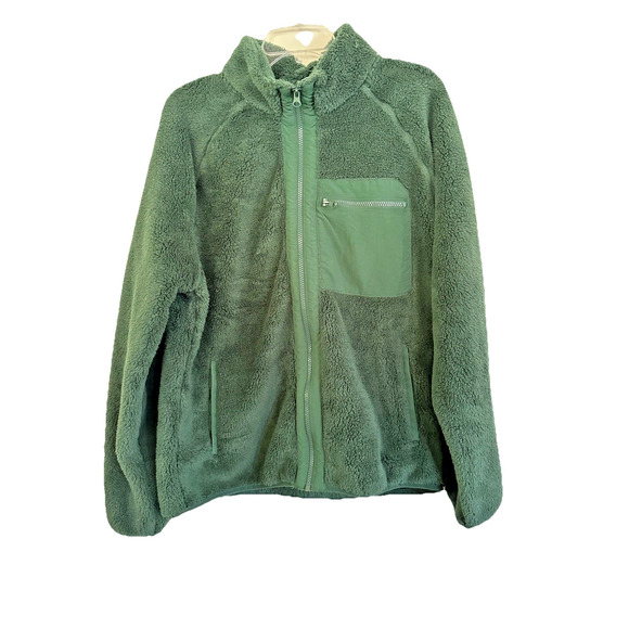 Goodfellow & Co Men's Green Full Zip Fleece Sweatshirt Zip Chest Pocket Sz M - Picture 3 of 8